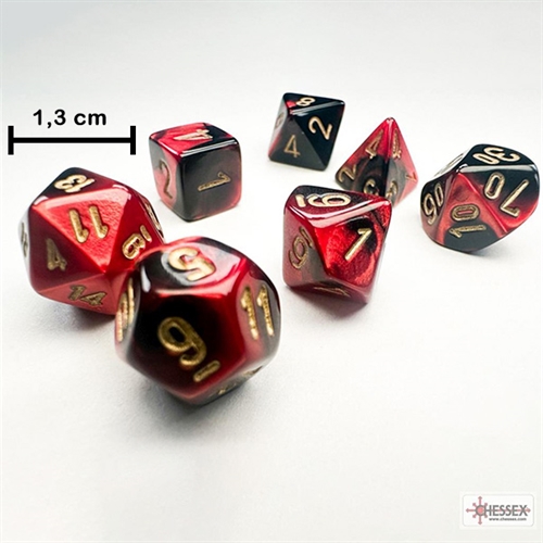 Mini Gemini Black Red and Gold Dice Set - Rollespilsterninger - Chessex